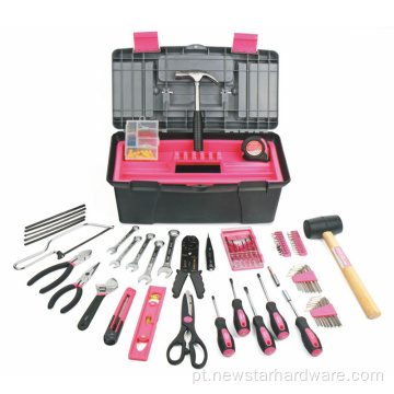 70pcs Caixa de ferramentas de ferramenta de cor rosa